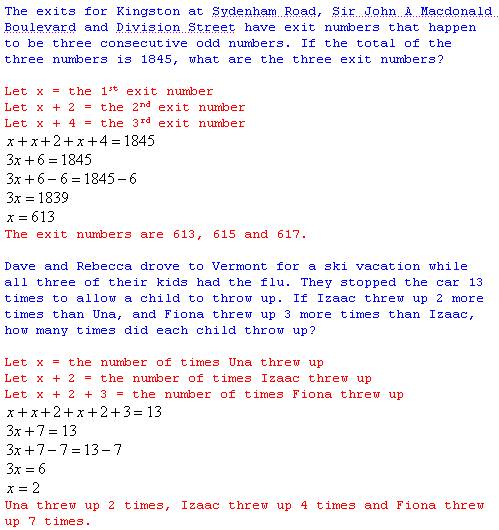 freemathtutoring - Algebra Word Problems Answers part of the official ...