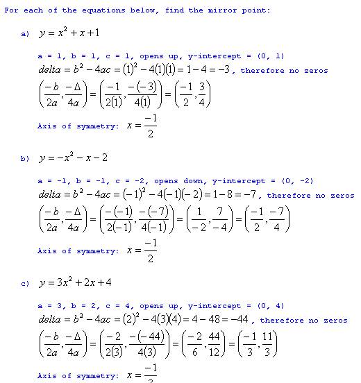 freemathtutoring Finding the Mirror Point Exercises part of the
